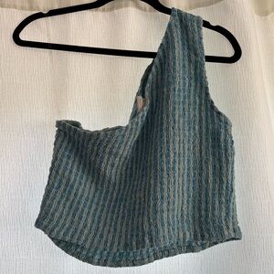 a new day blue and white one shoulder top size xl